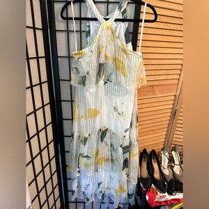 Anthropologie One Shoulder Dress - Yellow and Green